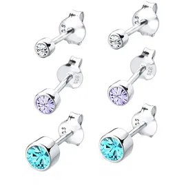 Elli Ohrringe Damen 3er Set Basic Stecker mit Kristalle in 925 Sterling Silber