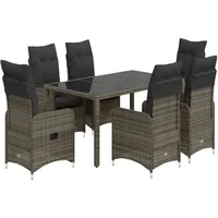 vidaXL 5-tlg Garten-Bistro-Set mit Kissen Grau Poly Rattan Modell 11