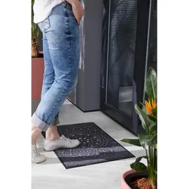 Wash+Dry FUßMATTE Purnima, Anthrazit, Beige, Textil, Ornament, rechteckig, 50x75 cm, Oeko-Tex® Standard 100, für Fußbodenheizung geeignet, lichtunempfindlich, rutschfest, Teppiche & Böden, Fuß & Stufenmatten, Fußmatten und Schmutzfangmatten