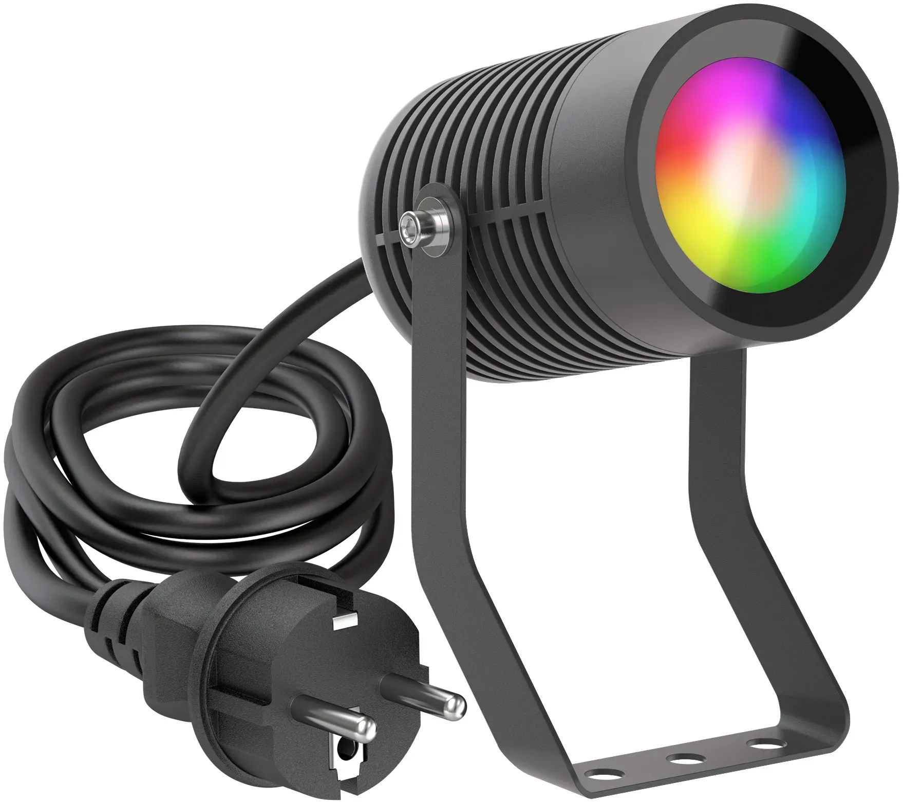 ledscom.de Gartenstrahler SHINGA für außen, IP65, Stecker, anthrazit, inkl. GU10 RGB Lampe, smart, 473lm, warmweiß - kaltweiß