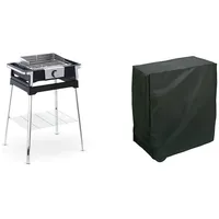 SEVERIN SENOA BOOST S Elektrogrill mit Standuntergestell, Standgrill mit schnellem Grillstart bis 500 °C & Rayen AA236 Schutzhülle für Grill, rechteckig, PEVA, Schwarz, 90 x 65 x 90 cm