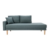 miliboo Skandinavische Chaiselongue aus graugrünem Stoff und hellem Massivholz B190 cm BERTILLE