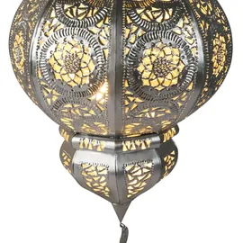 Marrakesch Orient & Mediterran Interior Pendelleuchte Kumira Silber 60cm | Marokkanische Lampe aus Metall