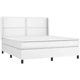 vidaXL Boxspringbett mit Matratze & LED Weiß 180x200 cm Kunstleder