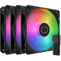 Cooler Master SickleFlow Edge 120 ARGB 3er-Pack – 3x120mm Lüfter (690–2500 U/min, PWM), hoher Luftstrom (70,7 CFM) & statischer Druck (3,61 mmH2O), ARGB Gen 2, LED-Controller, 32,8 dBA max. - Schwarz