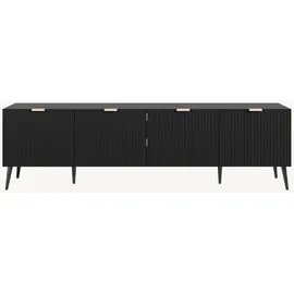 [en.casa] Nand TV-Lowboard 180 x 35 x 51 cm Schwarz Metall/Spanplatte