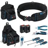 Bosch Werkzeuggürtel und Handwerkzeug-Set Professional - schwarz, ProClick System, inkl. 14-teiliges Werkzeug-Set