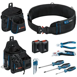Bosch Werkzeuggürtel und Handwerkzeug-Set Professional - schwarz, ProClick System, inkl. 14-teiliges Werkzeug-Set