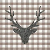 Ambiente Home AMBIENTE 20 Servietten Tiermotive Hirschkopf auf Karo