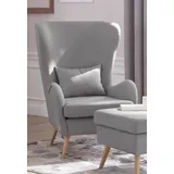 Guido Maria Kretschmer Home & Living Sessel "Salla auch in Fellimitat und Feincord, viele Bezugsarten, Ohrensessel", grau, B:78cm H:118cm T:94cm, Samtcord (92% Polyester 8% Polyamid), Struktur (100% Polyester), Struktur Hahnentritt (100% Polyester), Struktur fein (100% Polyester), Samtoptik