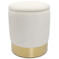 casamia Samthocker mit Stauraum Ø 31 H 38 cm Deko Hocker Samt Verlour Hocker Gold Hocker Schminktisch Farbe Creme weiß