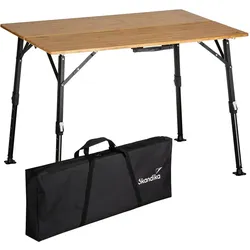 Campingtisch Tobro - Klapptisch mit Bambus Tischplatte - 100x72x70cm EINHEITSGRÖSSE