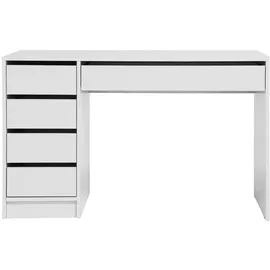 beautysofa SCHREIBTISCH Malta mit 5 Schubladen, grifflos, Weiß