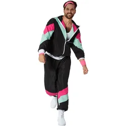 tectake® Herrenkostüm Retro 80er 90er Jahre Jogginganzug