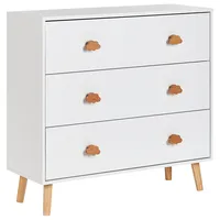 Beliani Kinderkommode Cloudy 3 Schubladen 80 x 40 x 75 cm Kiefer MDF weiß braun