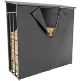 CLP Kaminholzunterstand Ruston Aluminium XXL mit Abdeckplane grau