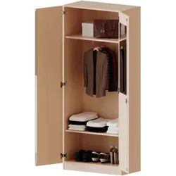 Garderobenschrank mit Spiegel und Garderobenstange, 5 Ordnerhöhen - Serie evo180