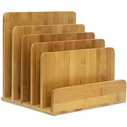 Relaxdays Dokumentenhalter Bambus, 5 Fächer, Prospekte, Zeitschriften, Briefablage, HBT: ca. 23 x 24,5 x 20,5 cm, natur