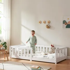 [en.casa] Kinderbett Tanna 80 x 160 cm Kiefer massiv weiß