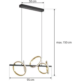 LUCANDE Madu 5-flg. LED 92,5 cm schwarz/gold/weiß