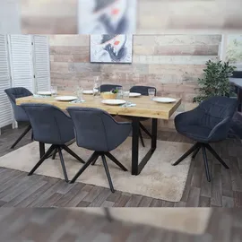 Mendler Esszimmerstuhl HWC-K28, Küchenstuhl Polsterstuhl Stuhl mit Armlehne, drehbar, Metall Stoff/Textil grau