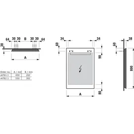Laufen Leelo Spiegel mit integrierter horizontaler LED-Beleuchtung, Aluminiumrahmen, 550 mm, Version für externen Lichtschalter, H4476219501441
