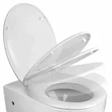 Bath & Shower Soft-Close 44 x 37cm WC-Sitz mit Absenkautomatik | Klobrille mit Deckel | Toilettensitz | Toilettendeckel | WC-Brille in Weiß - inkl. Montagezubehör