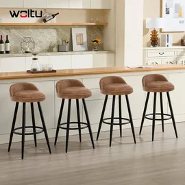 Woltu Barhocker 2er Set rund gepolstert 2 x 2 x 2 cm Braun