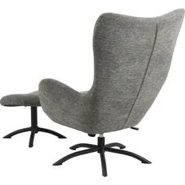Actona Loungesessel ACTONA GROUP "Tina", grau (anthrazit), B:76cm H:105cm T:86cm, 100% Polyester, Sessel, mit Fußhocker, Dreh- und Kippfunktion für besonders bequemes Sitzen