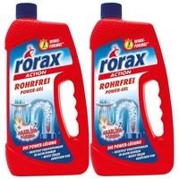 rorax 2x rorax Rohrfrei Power-Gel 1 Liter - Löst selbst Haare auf Rohrreiniger