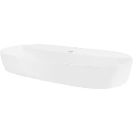 ML-Design Waschbecken aus Keramik in Weiß Glänzend 80 x 40 x 12 cm, Oval, Design Waschtisch Aufsatz-waschschale Waschplatz Handwaschbecken, für das Badezimmer/Gäste-WC