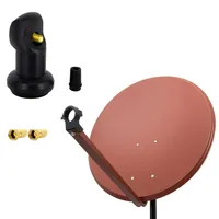 PremiumX 80cm Satellitenschüssel Ziegelrot Satellitenantenne Single LNB 2 F-Stecker,