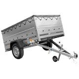 UNITRAILER Anhänger kippbar Garden Trailer 201 Kipp mit zusätzlichen Bordwänden, Stützrad und Flachplane