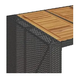 vidaXL Garten-Bartisch mit Holzplatte Schwarz 145x80x110 cm Polyrattan