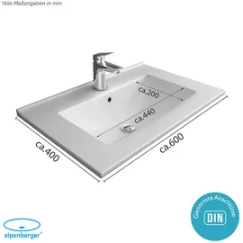 Alpenberger Gäste WC Waschbecken Keramik | Waschtisch Einbauwaschbecken | Aufsatzwaschbecken Waschplätze | Handwaschbecken mit Nano Bad