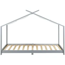 [en.casa] Kinderbett Brome Hausbett 90 x 200 cm Kiefer grau grau