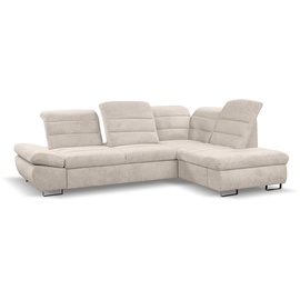 WERK2 Ecksofa »Roma L-Form«, Sofa mit Schlaffunktion, Sitztiefenverstellung, verstellbare Kopfteile, beige