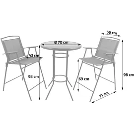 VCM Gartenbar-Set Garlos 3-tlg. Anthrazit