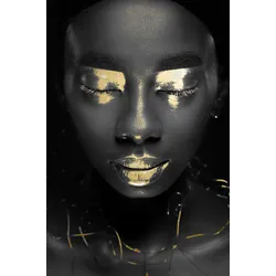 Acrylglasbild QUEENCE "Amentet", gold (schwarz, goldfarben), B:60cm, Bilder, von Hand eingearbeitete Blattgold Applikationen