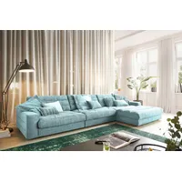 KAWOLA Ecksofa XL Lana Cord Recamiere rechts hellblau