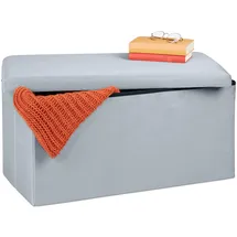 Relaxdays Truhenbank Samt Hellgrau 38 x 77 x 39 cm