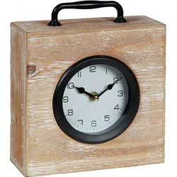 Tischuhr AMBIENTE HAUS "Tischuhr holz 23cm", schwarz, Tischuhren