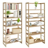 CASARIA Standregal Badregal Holz 5 Böden Belastbar Holzregal Bad Küche Keller Regal
