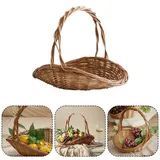 Rattan-Gartenkörbe mit Griff, Mini-Picknickkorb, Mehrzweck-Erntekorb, tragbarer handgewebter Weidenkorb, gewebte Körbe für Gemüse, Obst, 29 cm