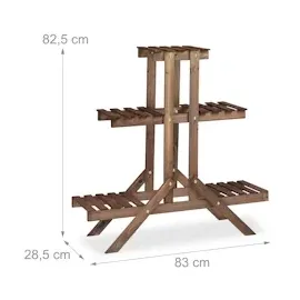 Relaxdays Blumentreppe 82,5 x 83 x 28,5 cm Dunkelbraun