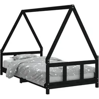 vidaXL Kinderbett Schwarz 90 x 200 cm Kiefer massiv schwarz