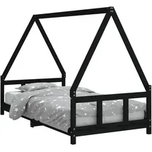vidaXL Kinderbett Schwarz 90 x 200 cm Kiefer massiv schwarz