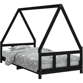vidaXL Kinderbett Schwarz 90 x 200 cm Kiefer massiv schwarz