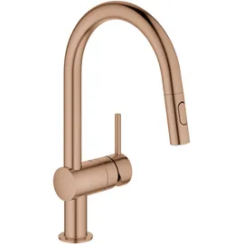 Grohe Minta Einhand-Spültischbatterie mit herausziehbarer Spülbrause, 32321002, Küchenarmaturen, warm sunset gebürstet