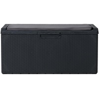 Ondis24 Kissenbox Portonovo mit Sitzkissen 350L Auflagenbox Sitztruhe Gartenbox (Anthrazit)